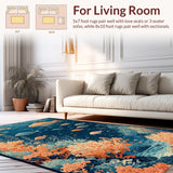 Ultra Soft Area Rug, Non Slip, Stain Resistant, Washable Area Rugs for Living Room, Bedroom, Undersea Exploration Rug Fish & Coral Reefs Carpet for Playtime(Blue)