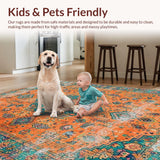 Ultra Soft Area Rug, Non Slip, Stain Resistant, Washable Area Rugs for Living Room, Bedroom, Vibrant Orange Distressed Elegance(Orange)