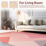 Ultra Soft Area Rug, Non Slip, Stain Resistant, Washable Area Rugs for Living Room, Bedroom, Blush Pink Geometric Living Room 3D Texture Rug(Pink)