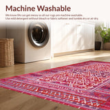 Ultra Soft Area Rug, Non Slip, Stain Resistant, Washable Area Rugs for Living Room, Bedroom, Rustic Vibrant Diamond Arrangement(Red)
