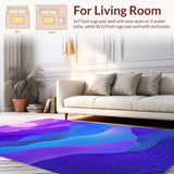 Ultra Soft Area Rug, Non Slip, Stain Resistant, Washable Area Rugs for Living Room, Bedroom, Dynamic Multicolor Wave Aesthetic(Blue)