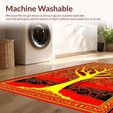 Ultra Soft Area Rug, Non Slip, Stain Resistant, Washable Area Rugs for Living Room, Bedroom, Striking Eclectic Nature Theme(Red)
