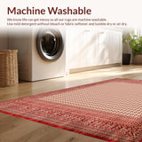 Ultra Soft Area Rug, Non Slip, Stain Resistant, Washable Area Rugs for Living Room, Bedroom, Scarlet Trebol Weave Backyard & Patio Area(Red)