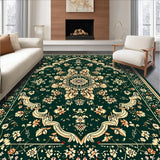 Ultra Soft Area Rug, Non Slip, Stain Resistant, Washable Area Rugs for Living Room, Bedroom, Vintage Floral Bedroom Non-Shedding Large Carpet(Green)