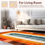 Ultra Soft Area Rug, Non Slip, Stain Resistant, Washable Area Rugs for Living Room, Bedroom, Transitional Colorful Organic Shapes(Orange)