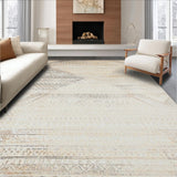 Ultra Soft Area Rug, Non Slip, Stain Resistant, Washable Area Rugs for Living Room, Bedroom, Neutral Tone Vintage Inspired Area With Distressed Geometric(Beige)