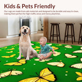Ultra Soft Area Rug, Non Slip, Stain Resistant, Washable Area Rugs for Living Room, Bedroom, Contemporary Leafy Insect Illustrations(Green)