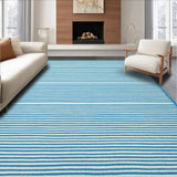 Ultra Soft Area Rug, Non Slip, Stain Resistant, Washable Area Rugs for Living Room, Bedroom, Elegant Neutral Stripe Fusion(Blue)