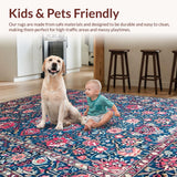 Ultra Soft Area Rug, Non Slip, Stain Resistant, Washable Area Rugs for Living Room, Bedroom, Eclectic Floral Blue Aesthetic(Blue)