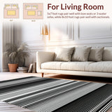 Ultra Soft Area Rug, Non Slip, Stain Resistant, Washable Area Rugs for Living Room, Bedroom, Sleek Minimalist Black and White Design(Black)