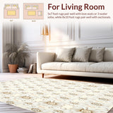 Ultra Soft Area Rug, Non Slip, Stain Resistant, Washable Area Rugs for Living Room, Bedroom, Elegant Daisy Petal Cute Flower Shaped Non Slip Floor Mat(Beige)