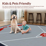 Ultra Soft Area Rug, Non Slip, Stain Resistant, Washable Area Rugs for Living Room, Bedroom, Dynamic American Sports Themed Design(Gray)