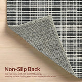 Ultra Soft Area Rug, Non Slip, Stain Resistant, Washable Area Rugs for Living Room, Bedroom, Graphic Stripe Rug with Interlocking Band Motifs and Fine Lines(Gray)