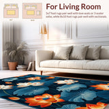 Ultra Soft Area Rug, Non Slip, Stain Resistant, Washable Area Rugs for Living Room, Bedroom, Lush Exotic Patterned Accent(Blue)