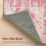 Ultra Soft Area Rug, Non Slip, Stain Resistant, Washable Area Rugs for Living Room, Bedroom, Striking Vintage Geometric Charm(Pink)