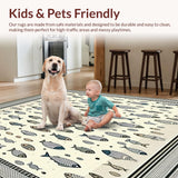 Ultra Soft Area Rug, Non Slip, Stain Resistant, Washable Area Rugs for Living Room, Bedroom, Boho Fish Whimsical Ocean Scene(White)