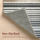 Ultra Soft Area Rug, Non Slip, Stain Resistant, Washable Area Rugs for Living Room, Bedroom, Stylish Striped Doormat Layering Rug, Non Slip(Black)