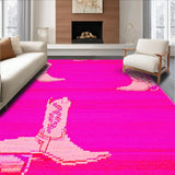 Ultra Soft Area Rug, Non Slip, Stain Resistant, Washable Area Rugs for Living Room, Bedroom, Whimsical Cowgirl Themed Entrance Design(Pink)