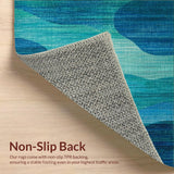 Ultra Soft Area Rug, Non Slip, Stain Resistant, Washable Area Rugs for Living Room, Bedroom, Nautical Sea Life Area Rug Featuring Abstract Seahorse and Marine Blue Gradient(Blue)