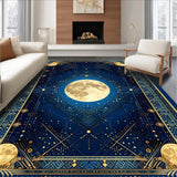 Ultra Soft Area Rug, Non Slip, Stain Resistant, Washable Area Rugs for Living Room, Bedroom, Vibrant Cosmic Medallion Aesthetic(Blue)