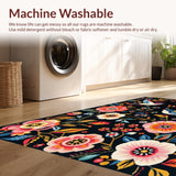 Ultra Soft Area Rug, Non Slip, Stain Resistant, Washable Area Rugs for Living Room, Bedroom, Chic Modern Insect Illustration(Black)