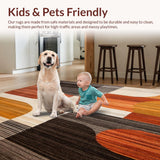 Ultra Soft Area Rug, Non Slip, Stain Resistant, Washable Area Rugs for Living Room, Bedroom, Boho Style Beige Non Shedding Slip Low Pile Modern(Brown)