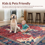 Ultra Soft Area Rug, Non Slip, Stain Resistant, Washable Area Rugs for Living Room, Bedroom, Striking Soft Graphic Motif(Red)