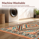 Ultra Soft Area Rug, Non Slip, Stain Resistant, Washable Area Rugs for Living Room, Bedroom, Chic Colorful Diamond Arrangement(Orange)