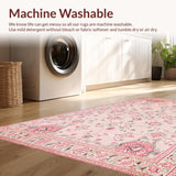 Ultra Soft Area Rug, Non Slip, Stain Resistant, Washable Area Rugs for Living Room, Bedroom, Dusty Pink Earthy Trellis Theme(Pink)