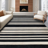 Ultra Soft Area Rug, Non Slip, Stain Resistant, Washable Area Rugs for Living Room, Bedroom, Modern Geometric Striped Area Rug for Entryway and Porch(Black)
