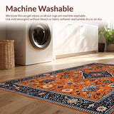 Ultra Soft Area Rug, Non Slip, Stain Resistant, Washable Area Rugs for Living Room, Bedroom, Bold Mediterranean Abstract Aesthetic(Orange)