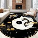 Ultra Soft Area Rug, Non Slip, Stain Resistant, Washable Area Rugs for Living Room, Bedroom, Dynamic Abstract Dragon Artistry(Black)
