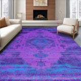 Ultra Soft Area Rug, Non Slip, Stain Resistant, Washable Area Rugs for Living Room, Bedroom, Eclectic Distressed Color Fusion(Purple)