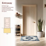 Ultra Soft Area Rug, Non Slip, Stain Resistant, Washable Area Rugs for Living Room, Bedroom, Trendy Distressed Ogee Style(White)