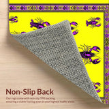 Ultra Soft Area Rug, Non Slip, Stain Resistant, Washable Area Rugs for Living Room, Bedroom, Playful Lobster Patterned Decor(Yellow)