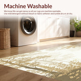 Ultra Soft Area Rug, Non Slip, Stain Resistant, Washable Area Rugs for Living Room, Bedroom, Enchanted Forest Area With Beige Foliage For Neutral Spaces(Beige)