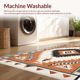 Ultra Soft Area Rug, Non Slip, Stain Resistant, Washable Area Rugs for Living Room, Bedroom, Machine Washable Cotton Rug for Modern Spa Decor(Orange)