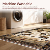 Ultra Soft Area Rug, Non Slip, Stain Resistant, Washable Area Rugs for Living Room, Bedroom, Rustic Lodge Animal Motifs(Brown)