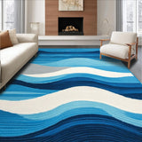 Ultra Soft Area Rug, Non Slip, Stain Resistant, Washable Area Rugs for Living Room, Bedroom, Serene Coastal Abstract Design(Blue)