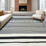Ultra Soft Area Rug, Non Slip, Stain Resistant, Washable Area Rugs for Living Room, Bedroom, Chic Modern Geometric Linework(Black)