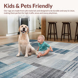 Ultra Soft Area Rug, Non Slip, Stain Resistant, Washable Area Rugs for Living Room, Bedroom, Elegant Abstract Brushed Textures(Gray)