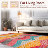 Ultra Soft Area Rug, Non Slip, Stain Resistant, Washable Area Rugs for Living Room, Bedroom, Elegant Reversible Striped Design(Yellow)