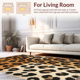 Ultra Soft Area Rug, Non Slip, Stain Resistant, Washable Area Rugs for Living Room, Bedroom, Vibrant Cheetah Patterned Delight(Beige)