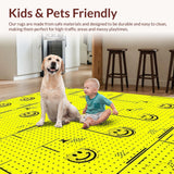 Ultra Soft Area Rug, Non Slip, Stain Resistant, Washable Area Rugs for Living Room, Bedroom, Vibrant Retro Face Artwork(Yellow)