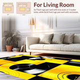 Ultra Soft Area Rug, Non Slip, Stain Resistant, Washable Area Rugs for Living Room, Bedroom, Bold Vintage Musical Elements(Yellow)