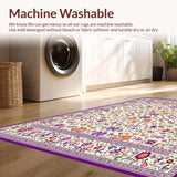 Ultra Soft Area Rug, Non Slip, Stain Resistant, Washable Area Rugs for Living Room, Bedroom, Beige Low Pile Floral Design Area Vibrant Spring Bloom(Ivory)