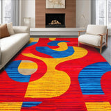 Ultra Soft Area Rug, Non Slip, Stain Resistant, Washable Area Rugs for Living Room, Bedroom, Striking Bold Circular Design(Red)