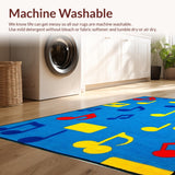 Ultra Soft Area Rug, Non Slip, Stain Resistant, Washable Area Rugs for Living Room, Bedroom, Brightly Hued Soundscape Design(Blue)