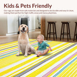 Ultra Soft Area Rug, Non Slip, Stain Resistant, Washable Area Rugs for Living Room, Bedroom, Playful Multi-Hued Stripe Blend(Yellow)