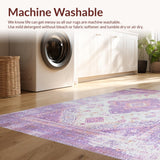 Ultra Soft Area Rug, Non Slip, Stain Resistant, Washable Area Rugs for Living Room, Bedroom, Vibrant Textured Ogee Pattern(Purple)